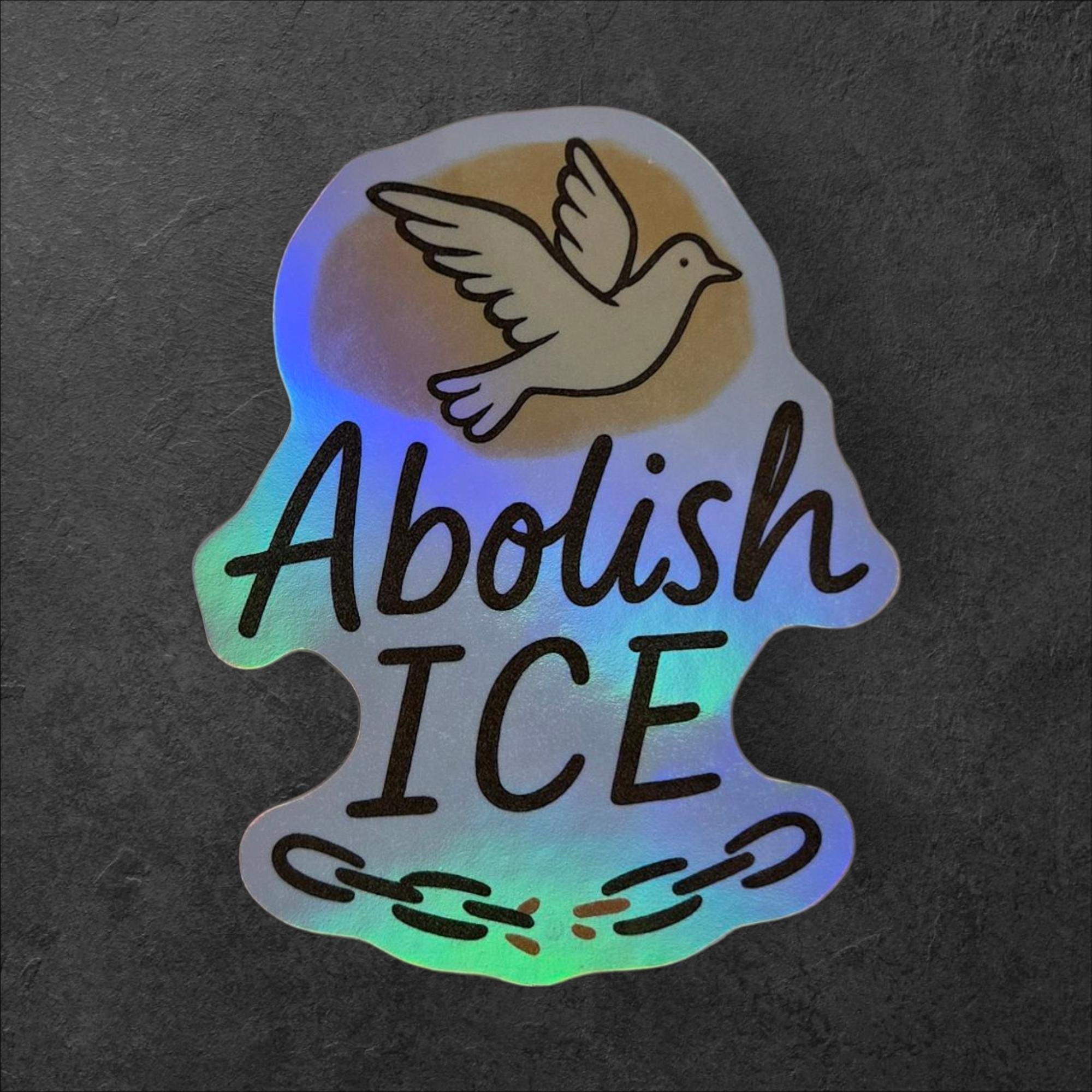 Abolish ICE Vinyl Sticker: Anti-Deportation Activism Art