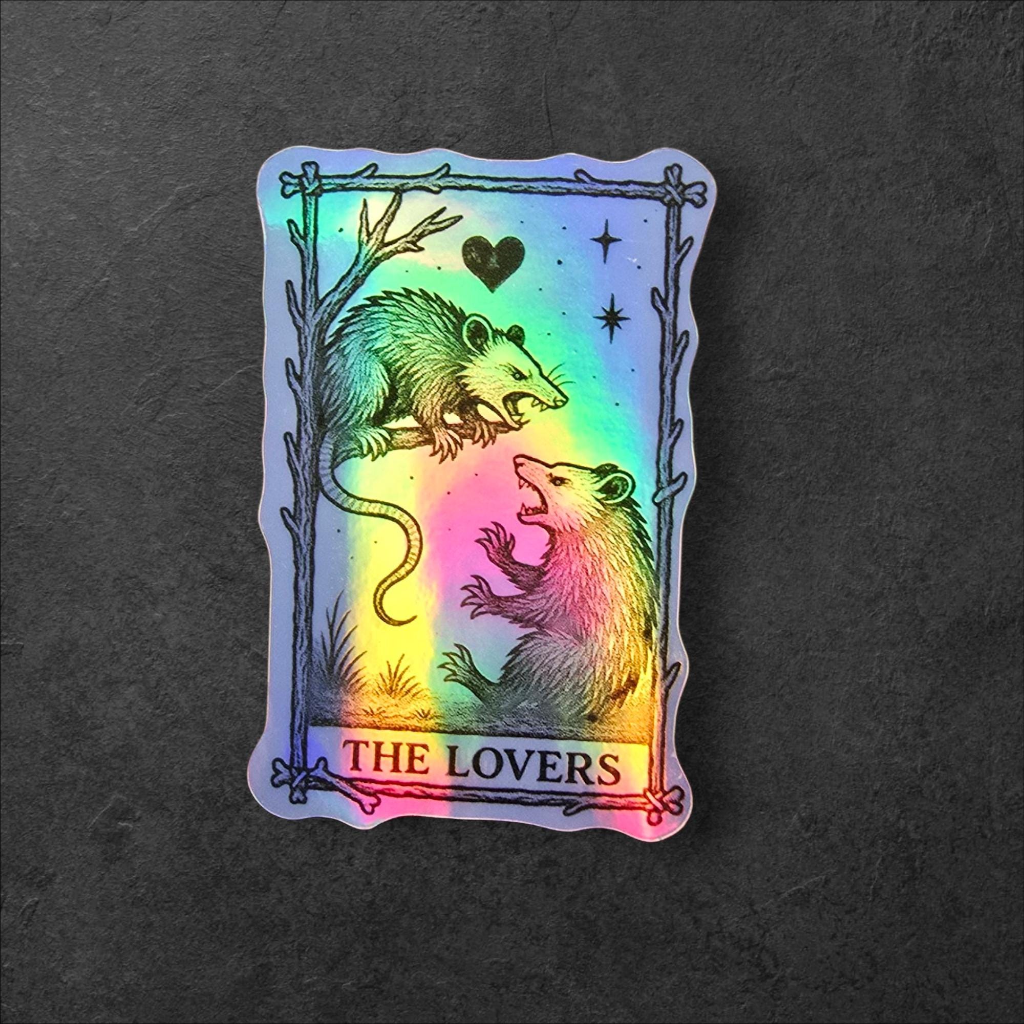 The Lovers Possum Tarot Sticker: Funny Feral Vinyl Decal
