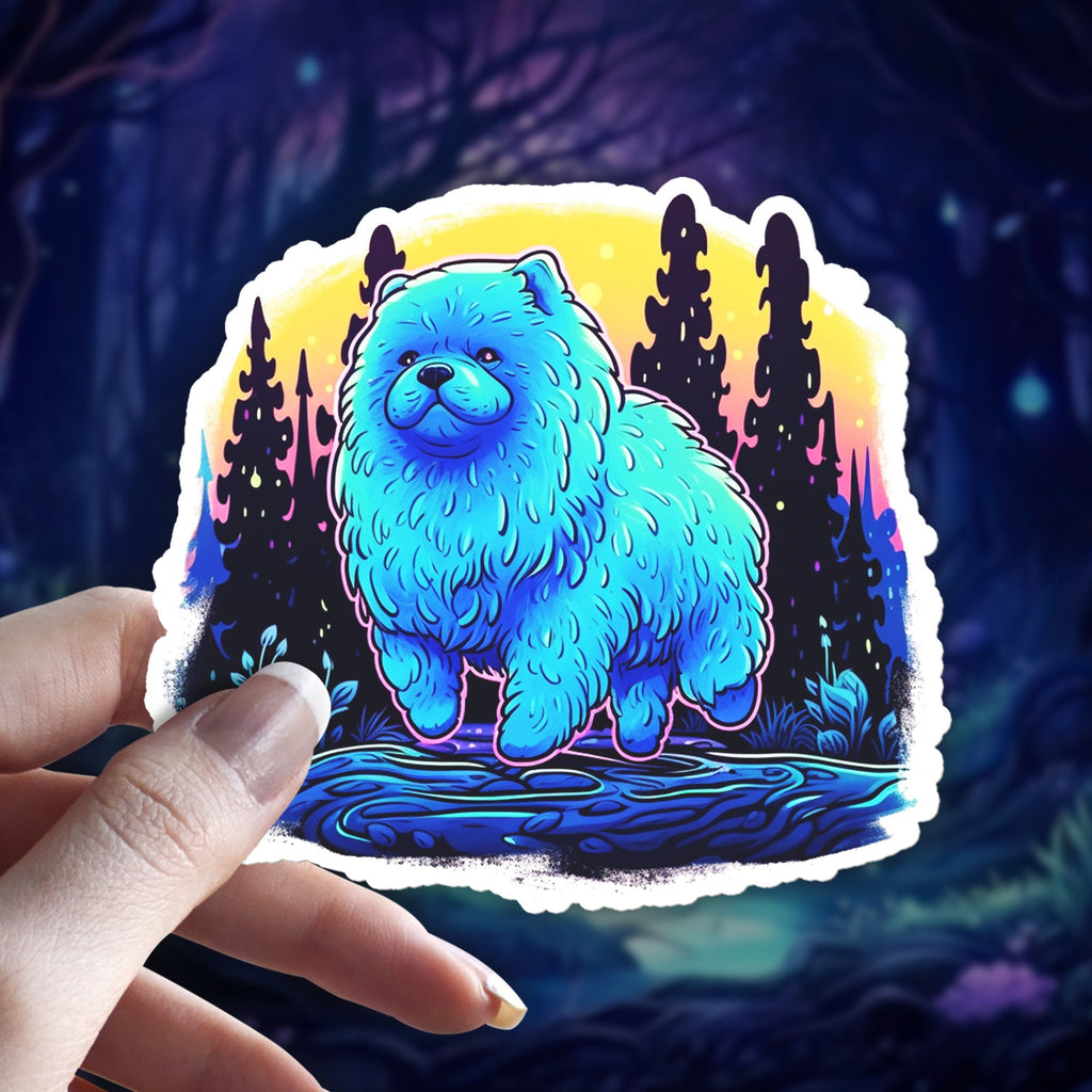 Witchy Chow Chow Sticker: Holographic Dog Lover Decal