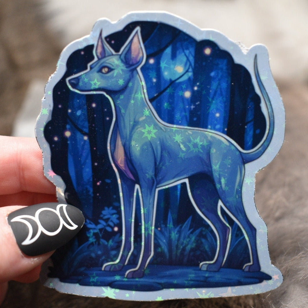 Xoloitzcuintle Sticker: Witchy Mexican Hairless Dog Decal (Holographic Option)