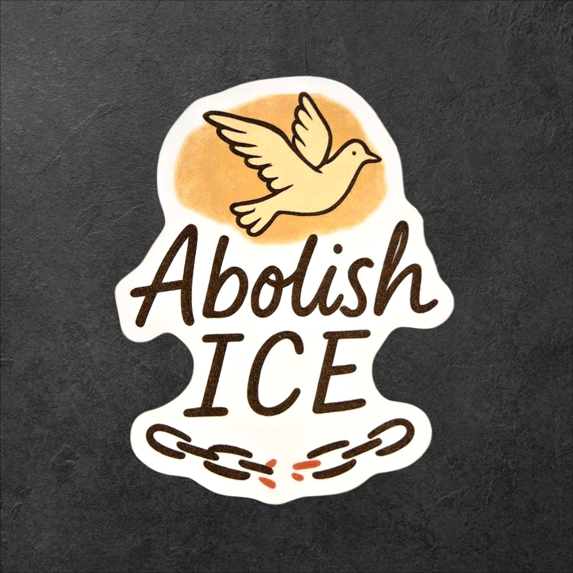 Abolish ICE Vinyl Sticker: Anti-Deportation Activism Art