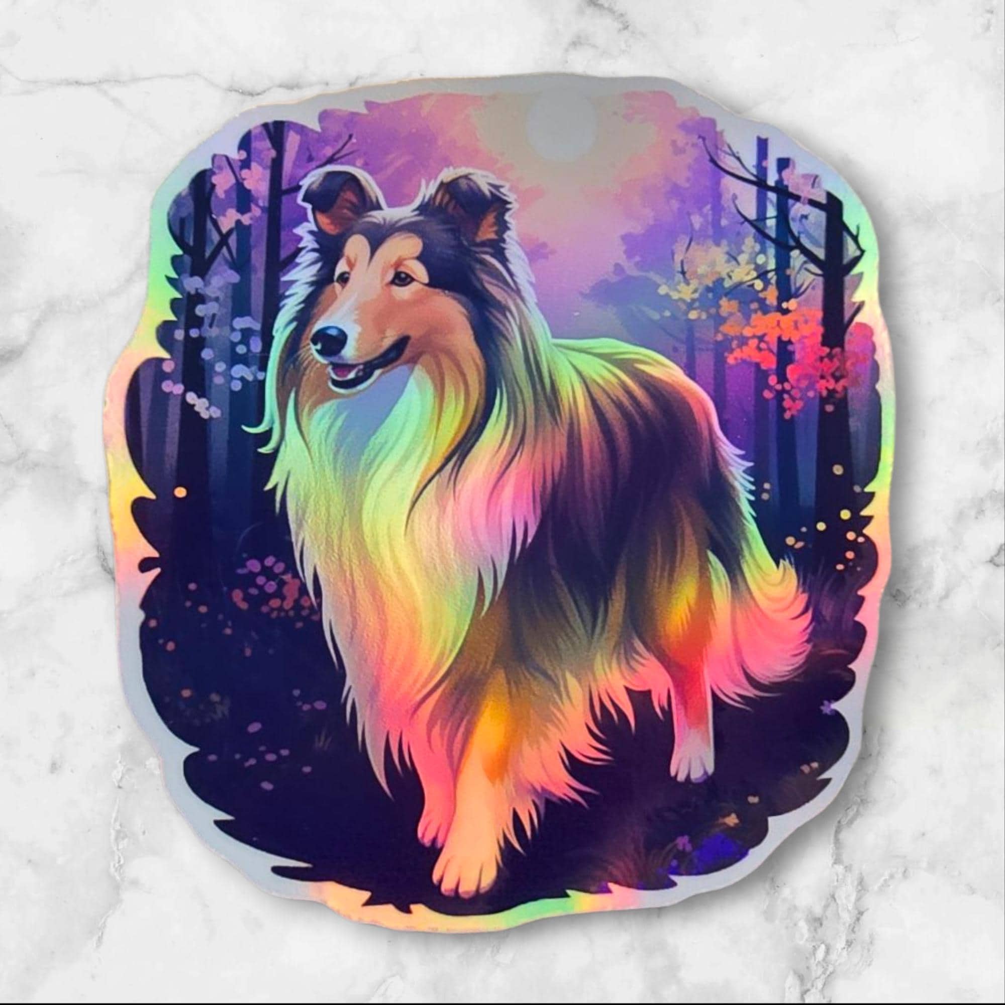 Rough Collie Sticker: Autumn Forest Dog Art Decal
