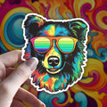 Trippy Australian Shepherd Border Collie Sticker: Boho Dog Mom Gift