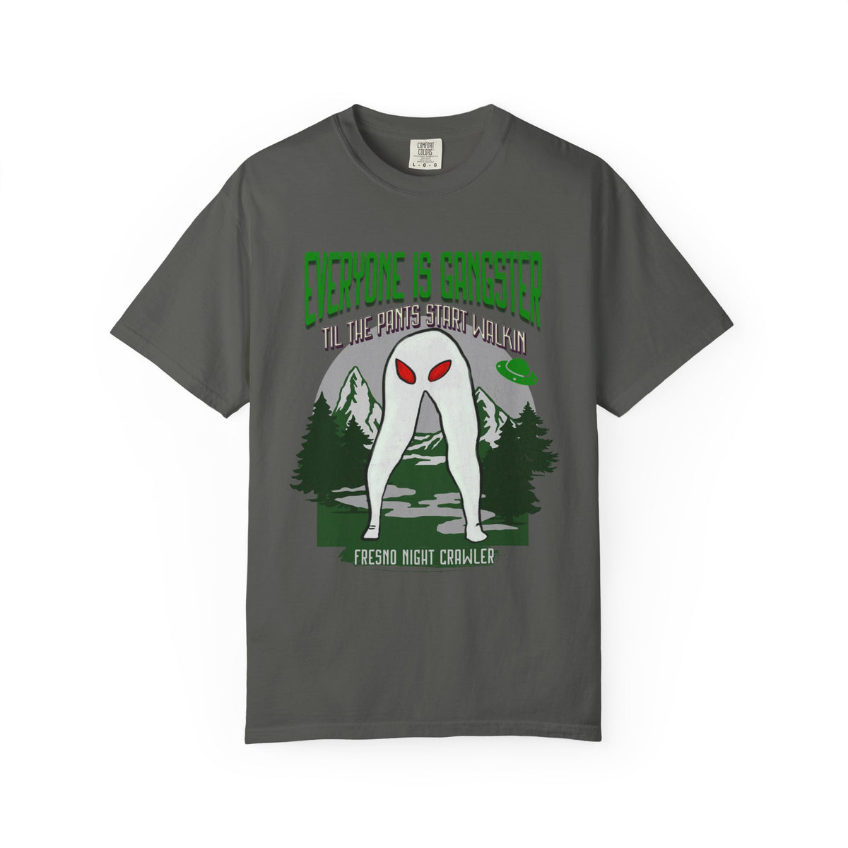 Fresno Nightcrawler graphic shirt featuring Everyone Is Gangster Cryptid Comfort Colors