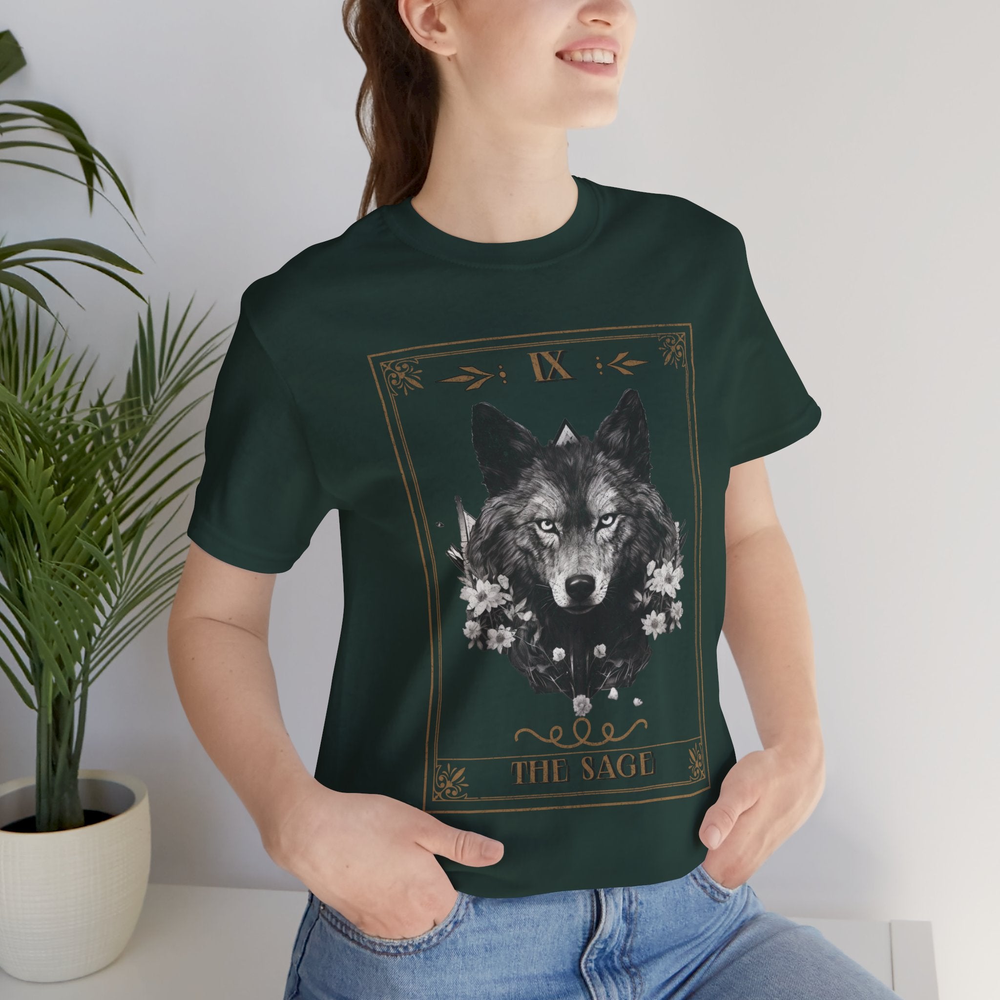 Wolf Tarot Graphic Tee — "The Sage" Vintage Wolf Illustration T-Shirt