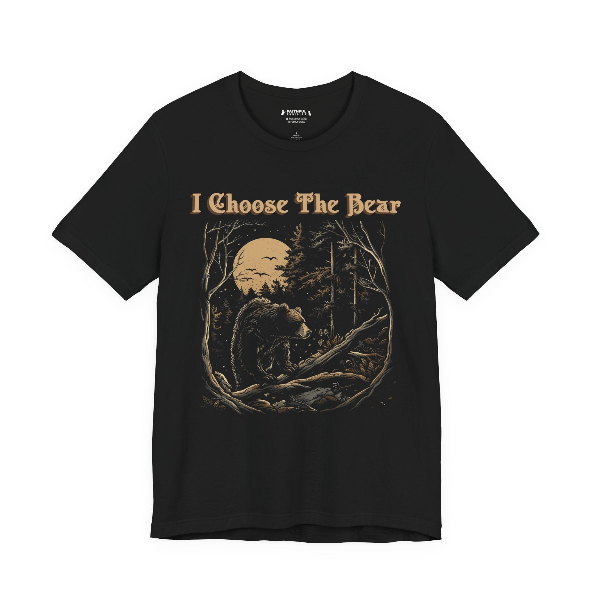 I Choose The Bear Graphic Tee — Moonlit Forest Bear Shirt for Outdoorsy Feminists