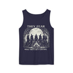 Feminist Witch graphic tank top featuring They Fear What They Can't Control Coven