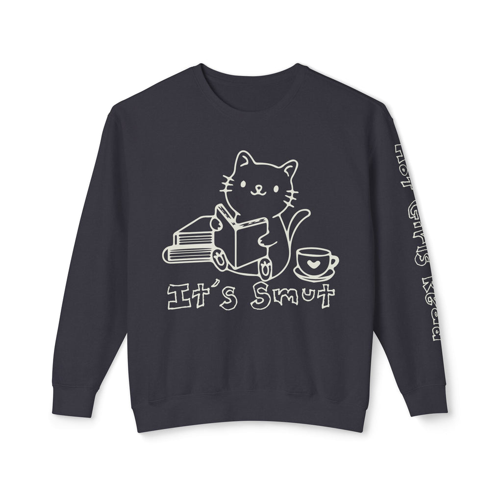 Additional photo of Cat Reading "It's Smut" sweatshirt