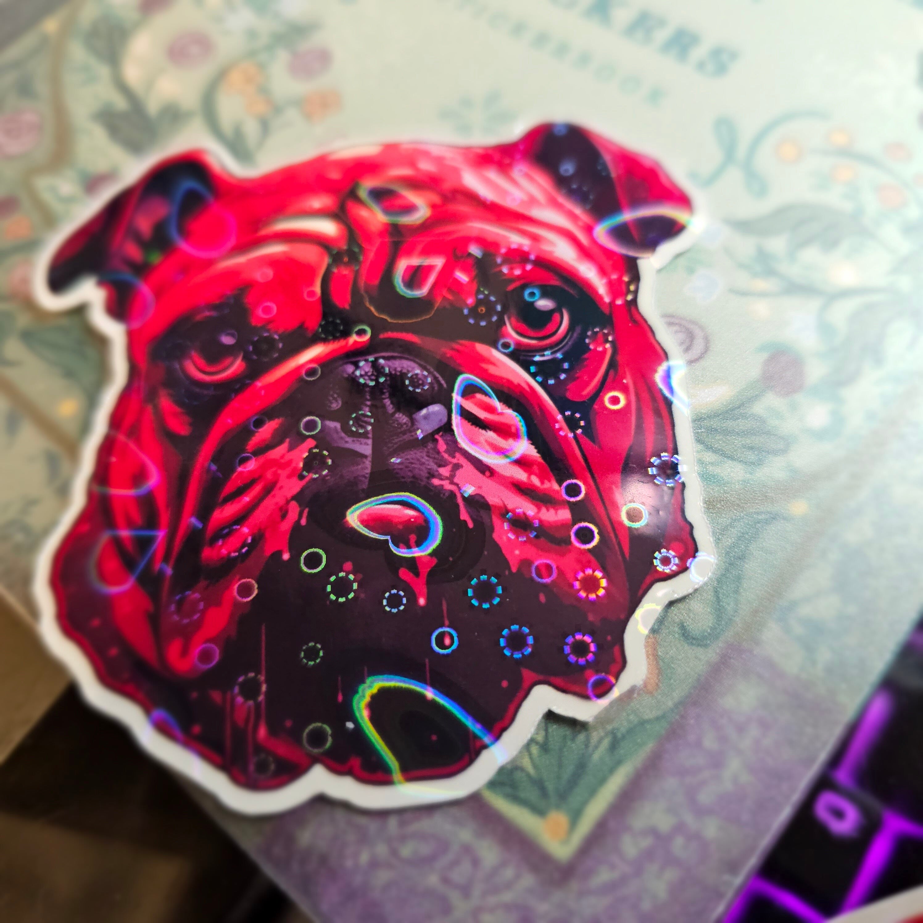 English Bulldog Witchy Gothic Holographic Sticker - Unique Dog Breed Accessory