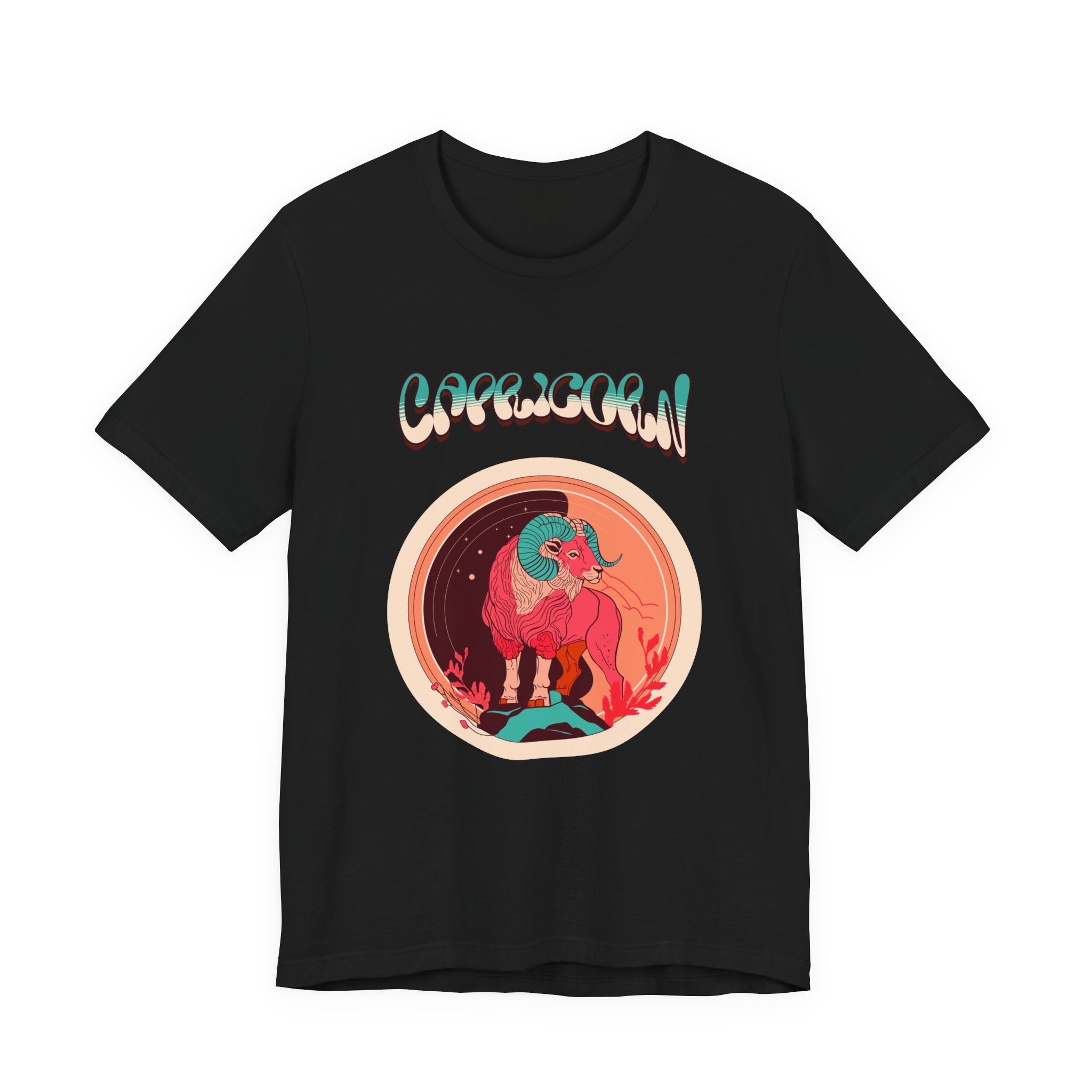 Capricorn Zodiac Tee — Retro Cosmic Goat Graphic Shirt
