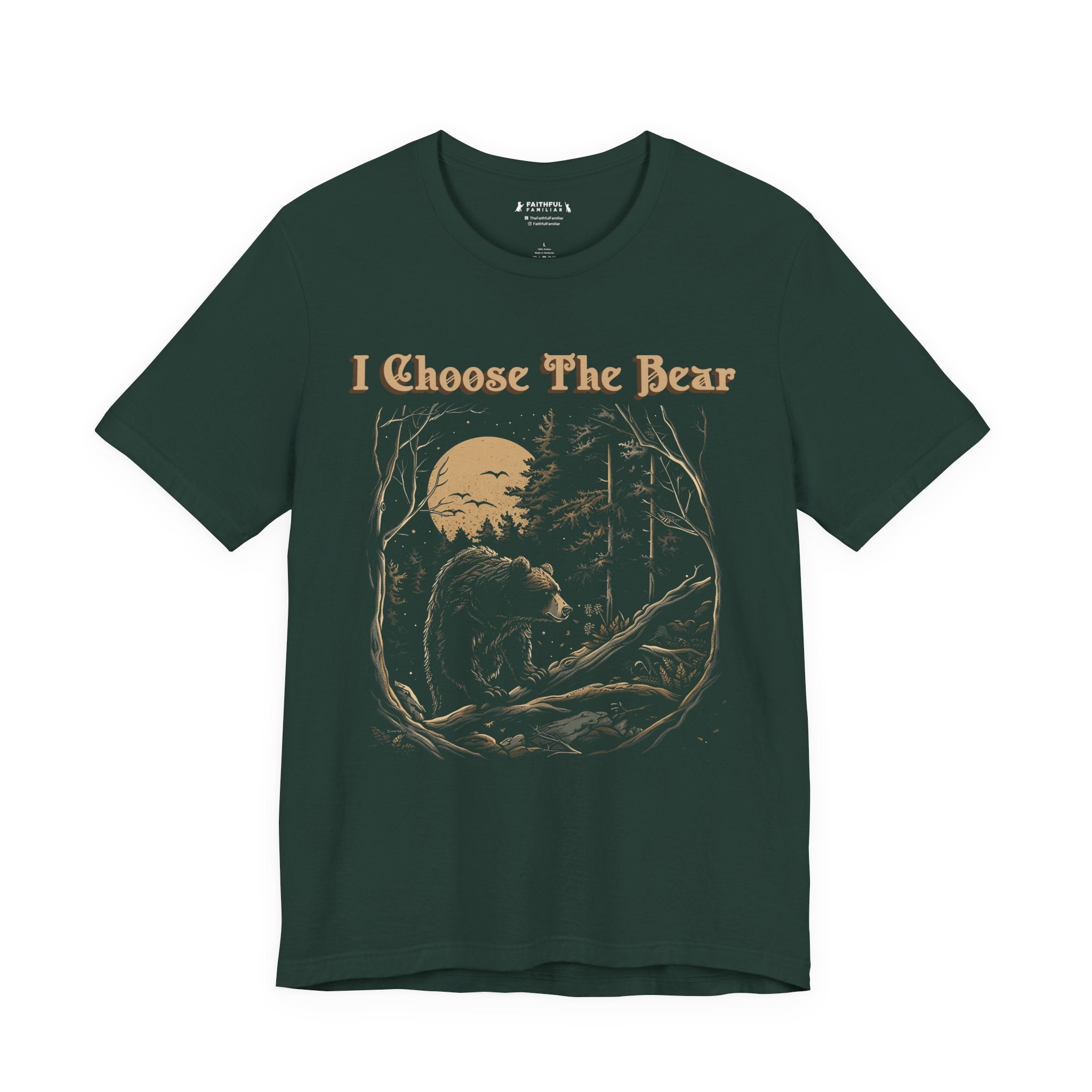 I Choose The Bear Graphic Tee — Moonlit Forest Bear Shirt for Outdoorsy Feminists