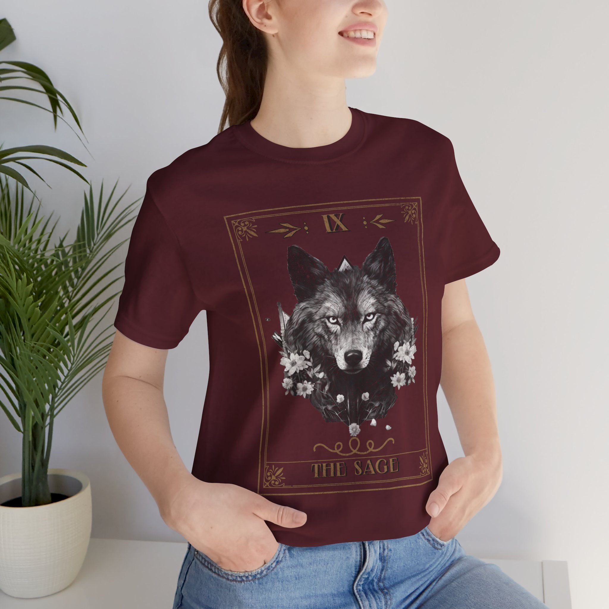 Wolf Tarot Graphic Tee — "The Sage" Vintage Wolf Illustration T-Shirt