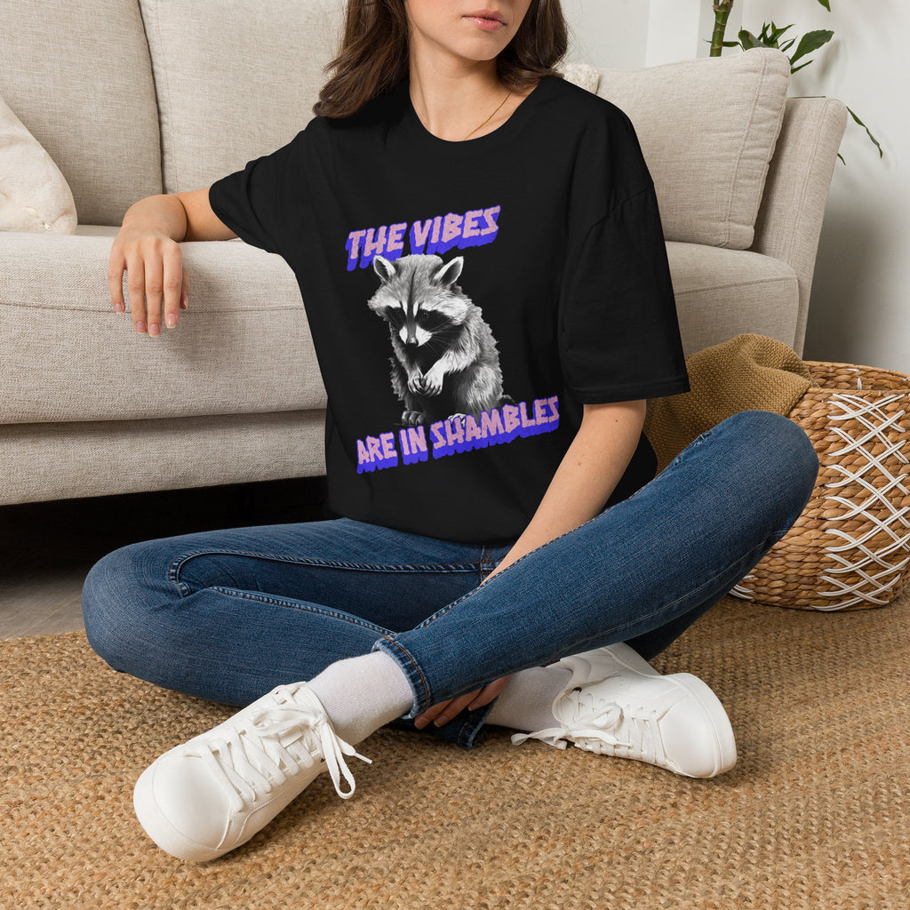 The Vibes Racoon T-Shirt — 'The Vibes Are in Shambles' Retro Graphic Tee