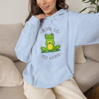 Frog "I Want to Go Home" graphic hoodie featuring Funny Cozy Graphic Sweatshirt