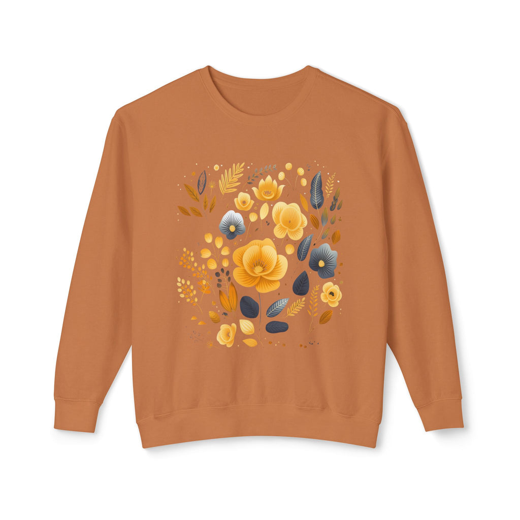 Golden Blooms graphic sweatshirt featuring Vintage Botanical Floral