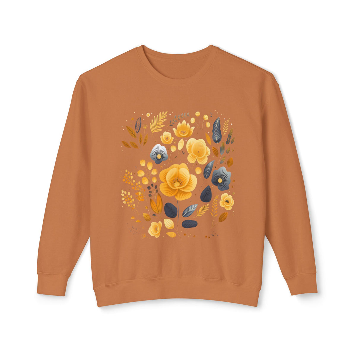 Golden Blooms graphic sweatshirt featuring Vintage Botanical Floral