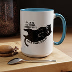 I Can Do All Things Through Spite mug featuring Funny Black Cat 15 oz Coffee Mug