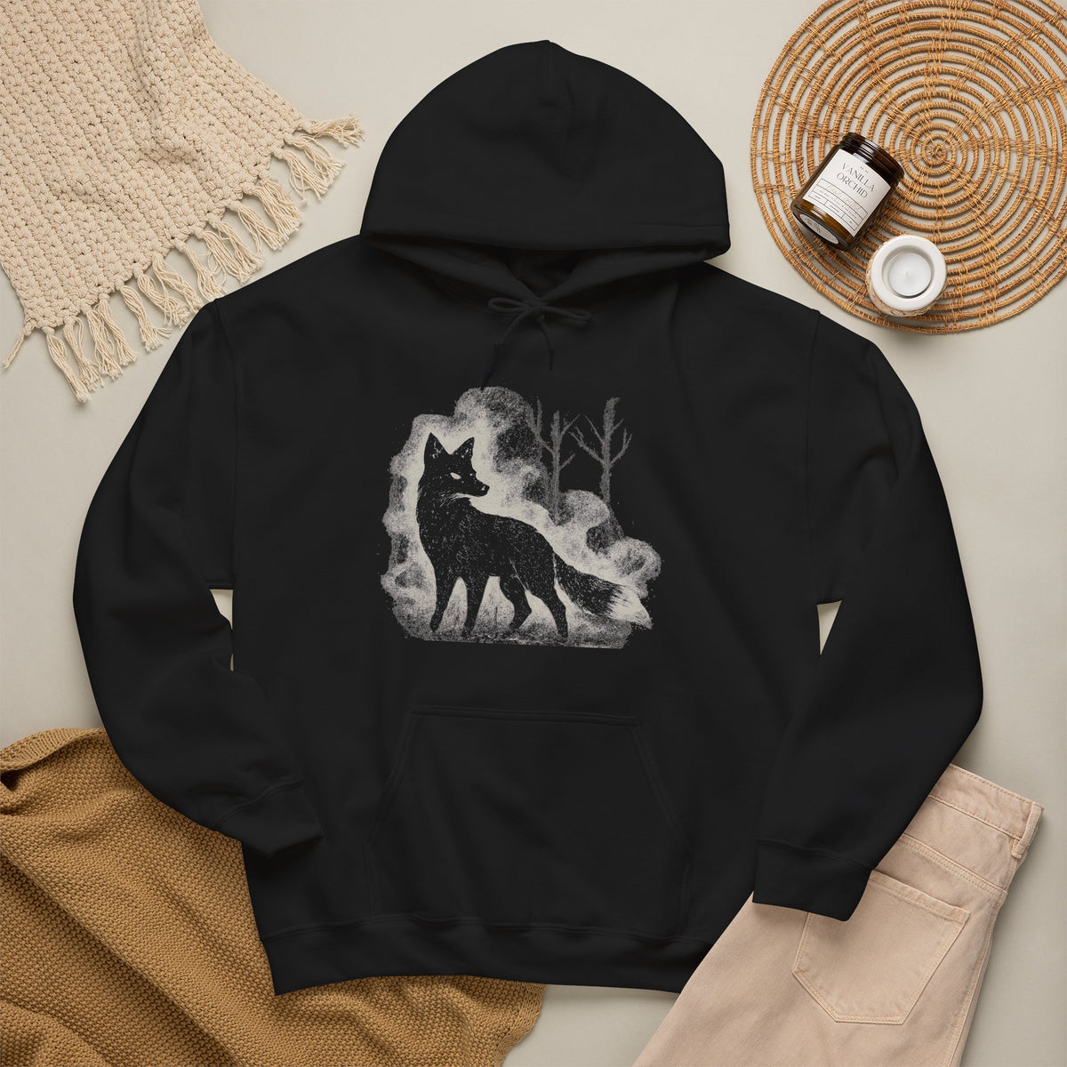 Additional photo of Wolf Silhouette — Night Forest Wolf Graphic hoodie
