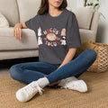 Hocus Pocus Cute Witch Crewneck T‑Shirt — Pastel Halloween Cat & Cauldron Tee