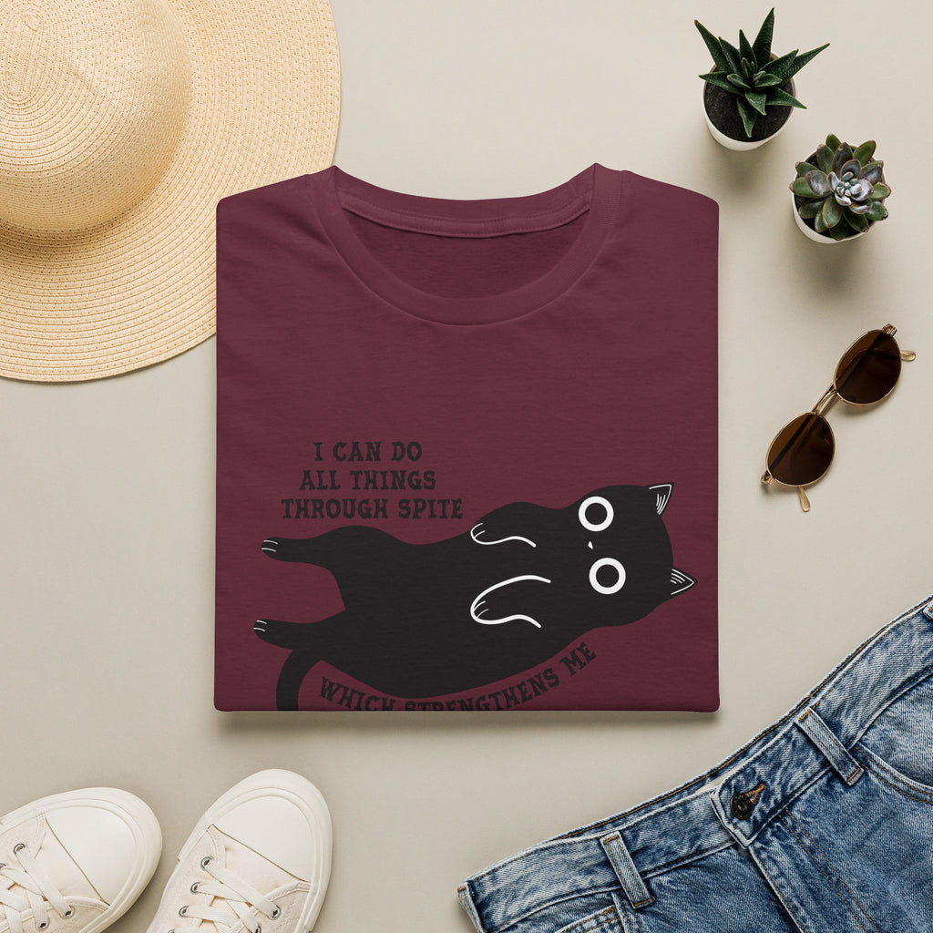Additional photo of Cat Graphic — "I Can Do All Things Through Spit" Cute Funny Cat T-shirt