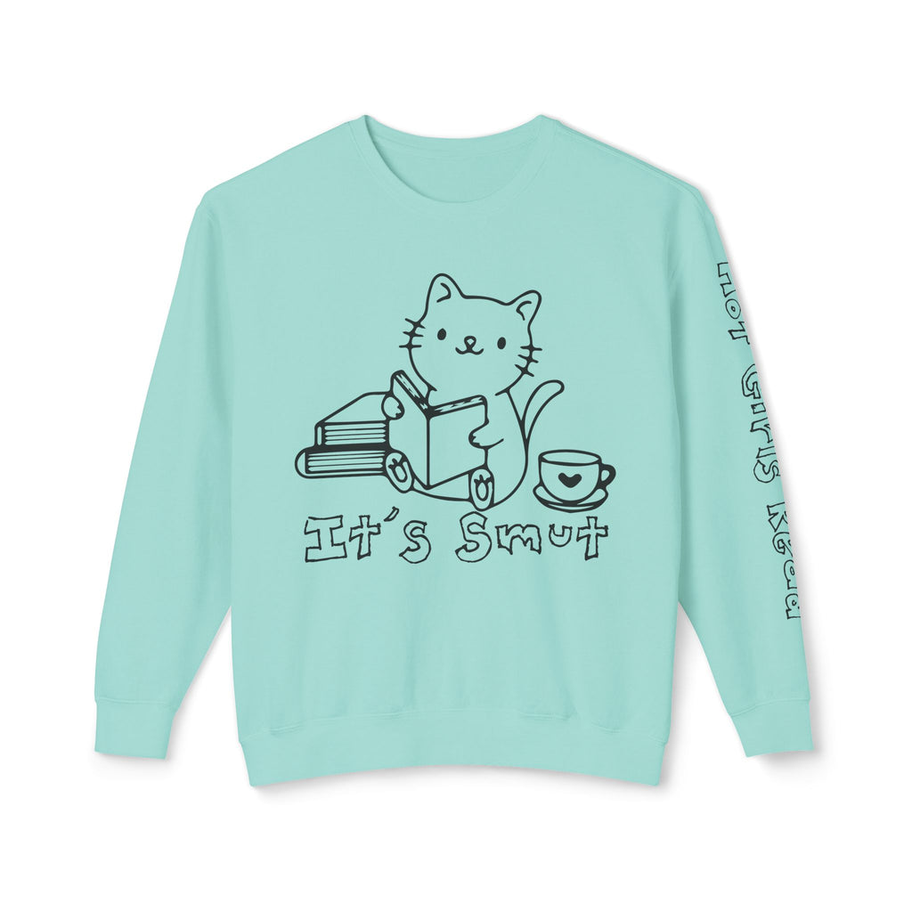 Additional photo of Cat Reading "It's Smut" sweatshirt