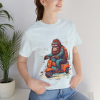 Bigfoot Scooter Graphic graphic shirt featuring Retro Bigfoot Riding Vespa Adventure T-Shirt