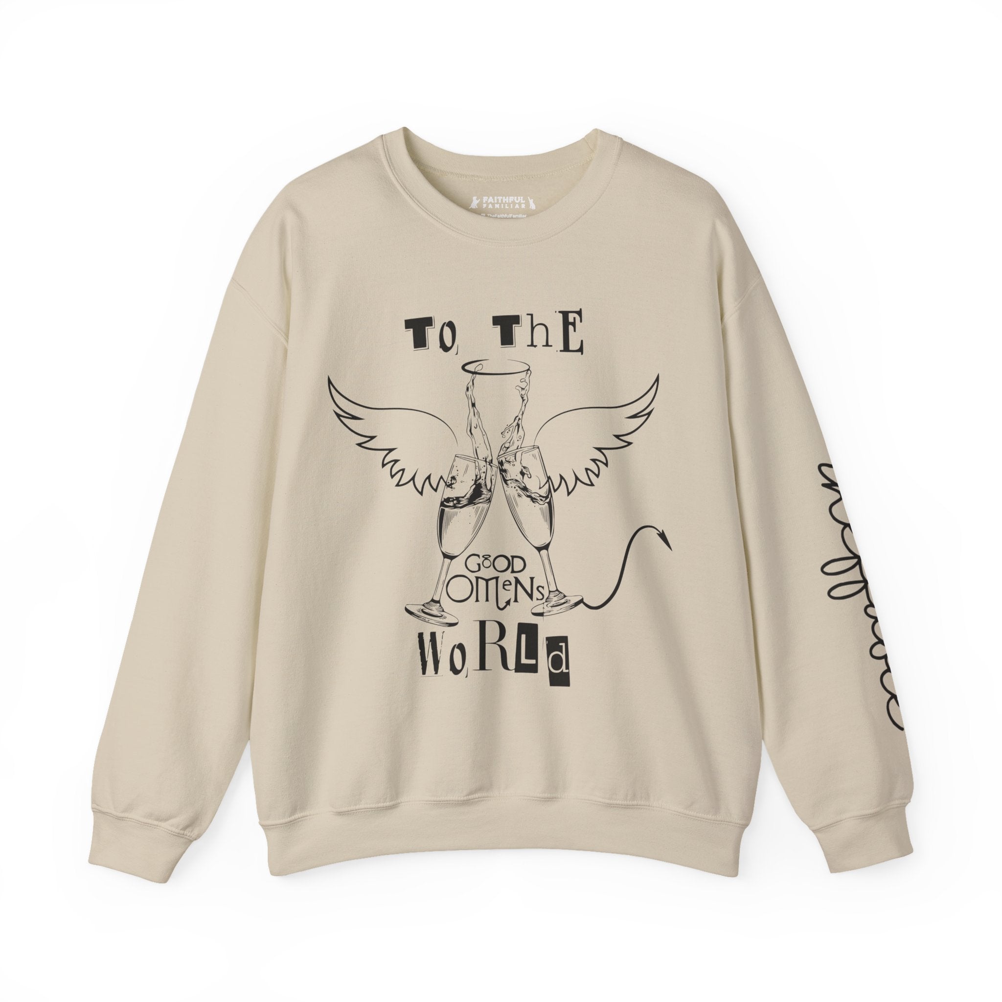 Angel & Devil 'To The World' Crewneck Sweatshirt — Good Omens Graphic