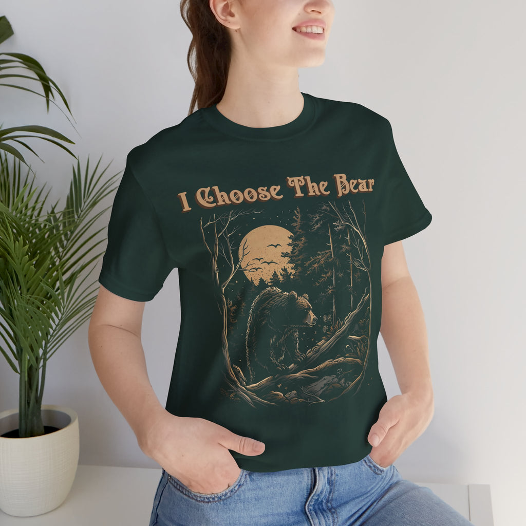 I Choose The Bear Graphic Tee — Moonlit Forest Bear Shirt for Outdoorsy Feminists