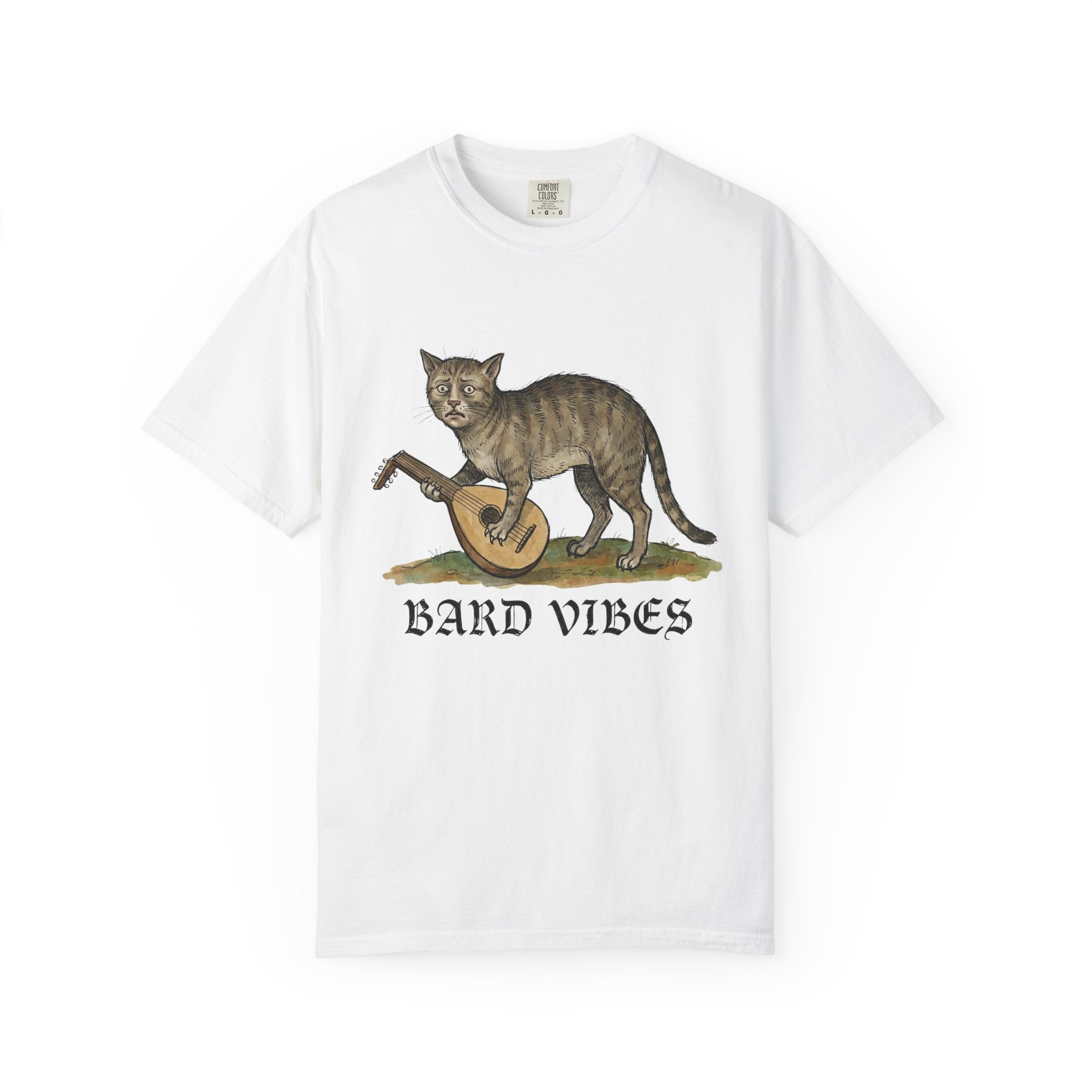Bard Vibes Cat Shirt | Medieval Cat Art Tee, Funny Folk Fantasy Shirt, Music Lover Gift, DnD Bard Aesthetic Unisex Tee