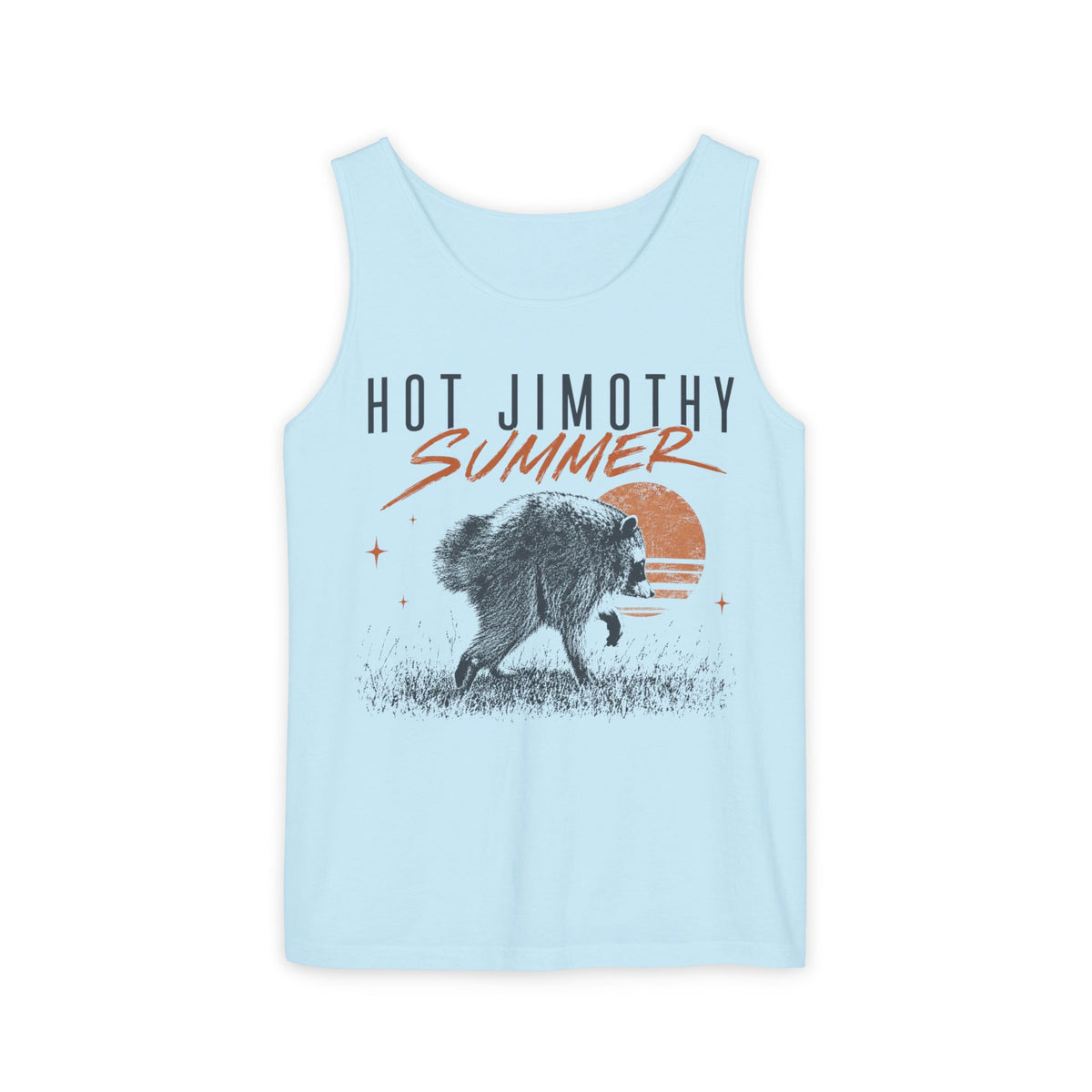 Hot Jimothy Summer graphic tank top featuring Viral Seattle Raccoon Graphic