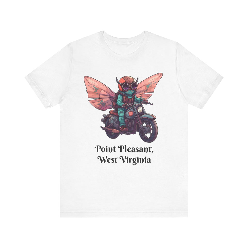 Little Mothman Riding His Motorcycle Unisex Jersey Short Sleeve Tee