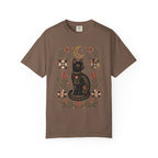 Witchy Black Cat graphic shirt featuring Folk Art Floral Comfort Colors Tee