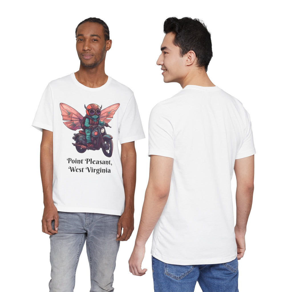 Little Mothman Riding His Motorcycle Unisex Jersey Short Sleeve Tee
