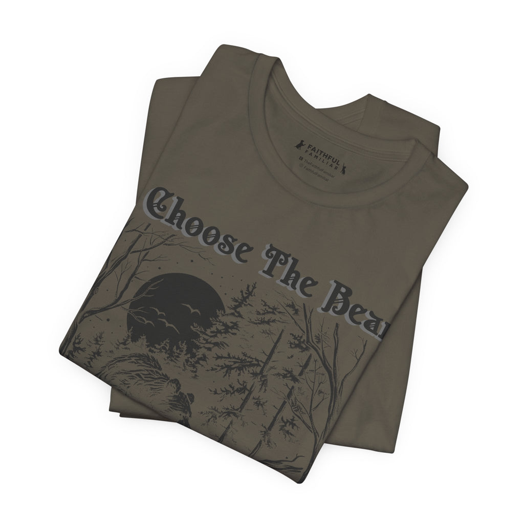 I Choose The Bear Graphic Tee — Moonlit Forest Bear Shirt for Outdoorsy Feminists