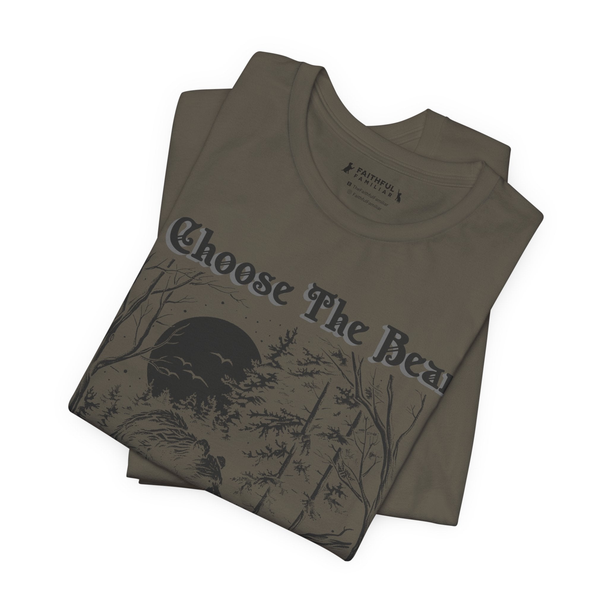 I Choose The Bear Graphic Tee — Moonlit Forest Bear Shirt for Outdoorsy Feminists