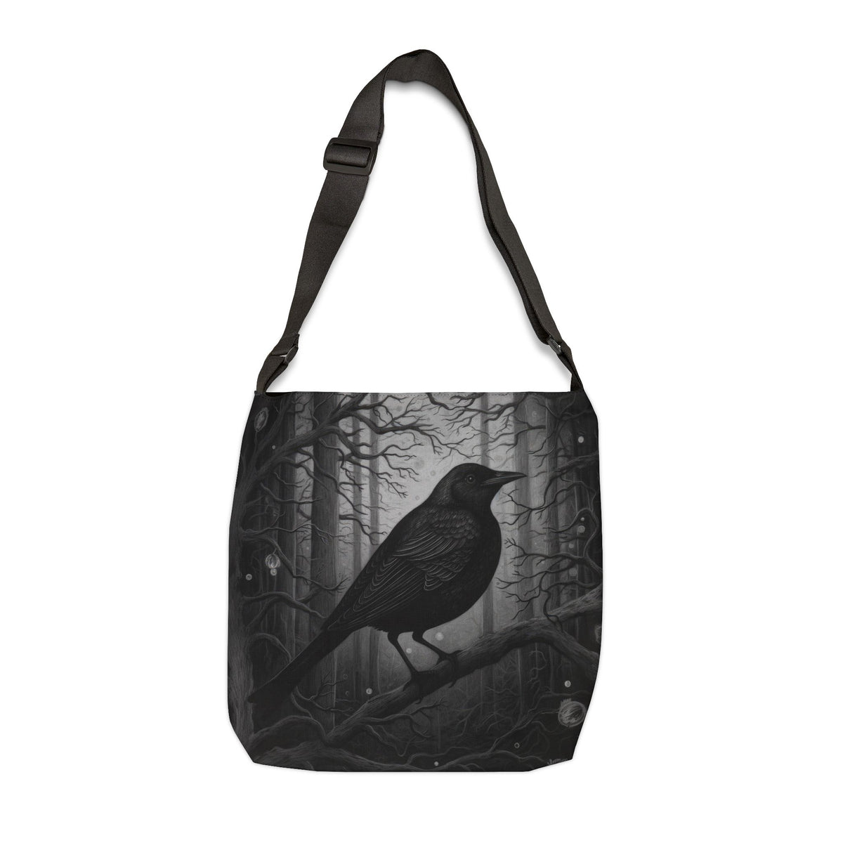 Raven Forest tote bag featuring Gothic Crow Zipper Tote
