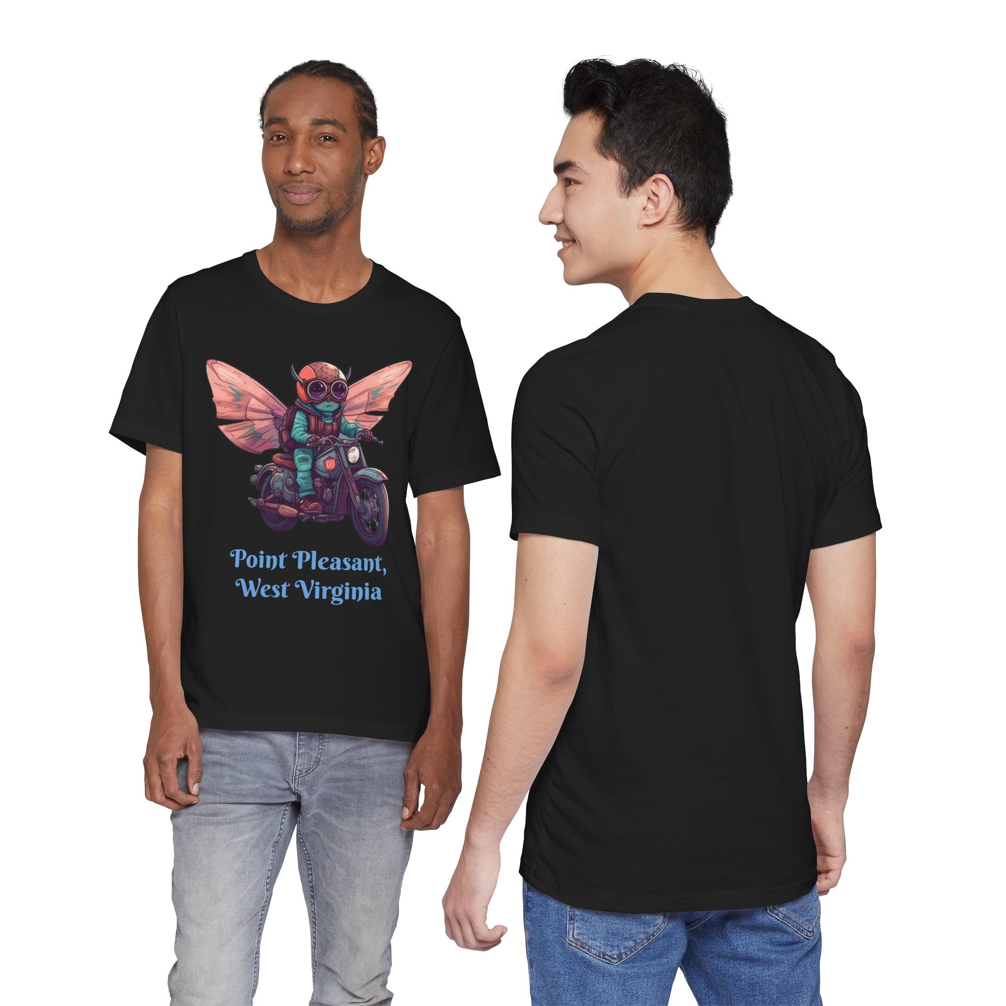 Little Mothman Riding His Motorcycle Unisex Jersey Short Sleeve Tee