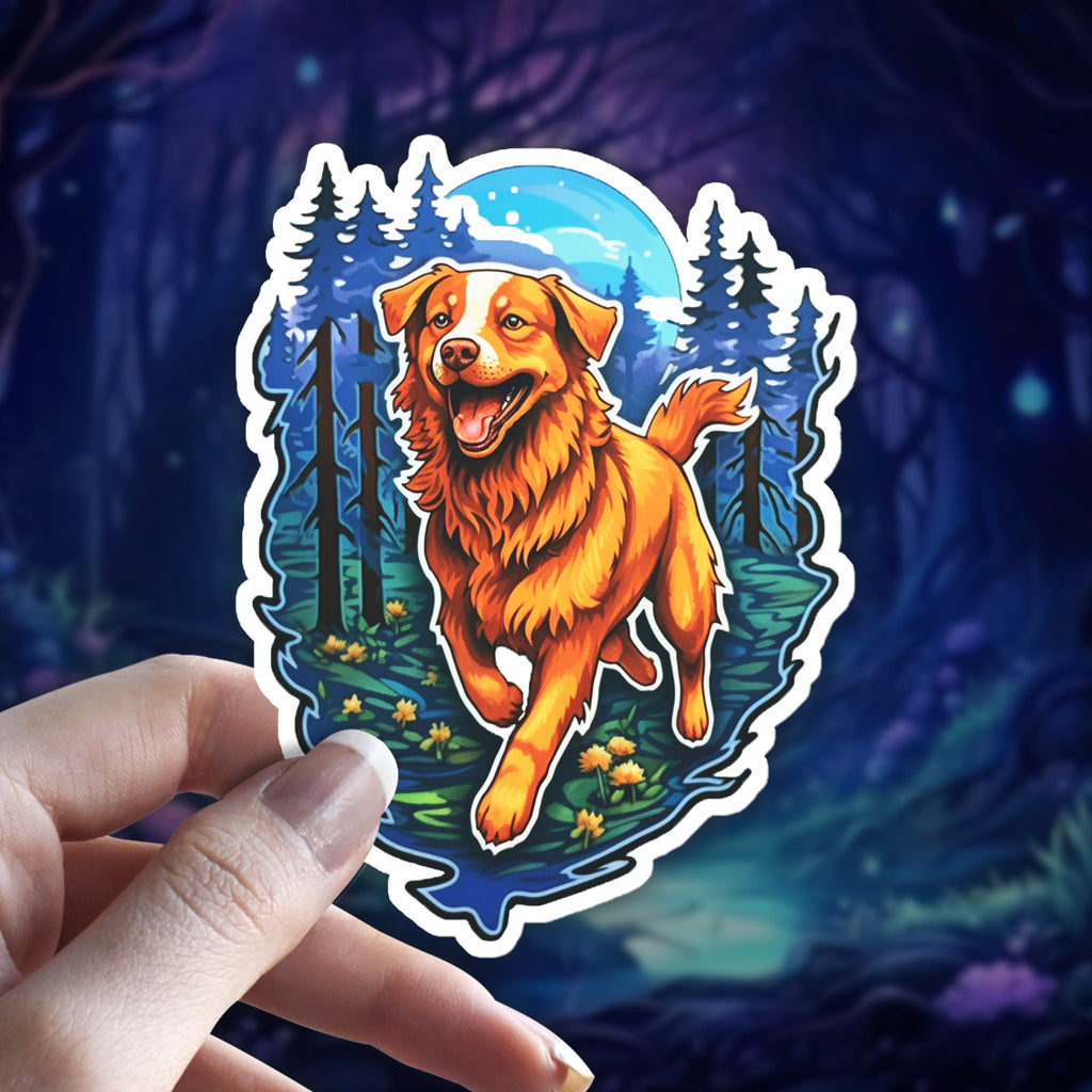 Witchy Nova Scotia Duck Toller Sticker: Holographic Dog Lover Decal