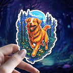 Witchy Nova Scotia Duck Toller vinyl sticker featuring Holographic Dog Lover Decal (Version 2) in White