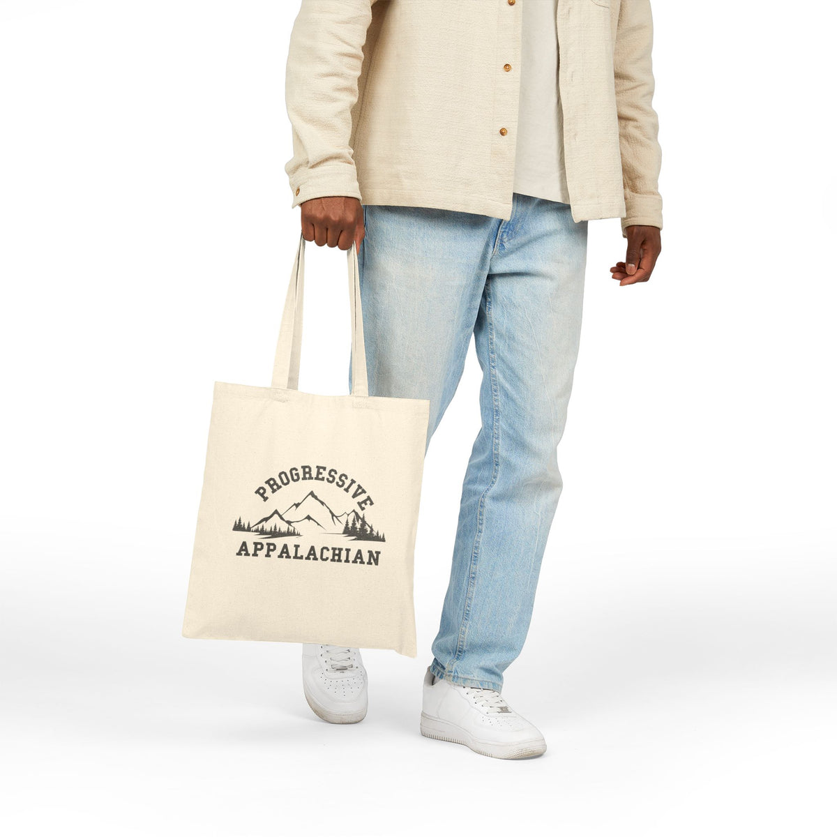 Progressive Appalachian Cotton Canvas tote bag featuring Mountain Trail Eco Shopper