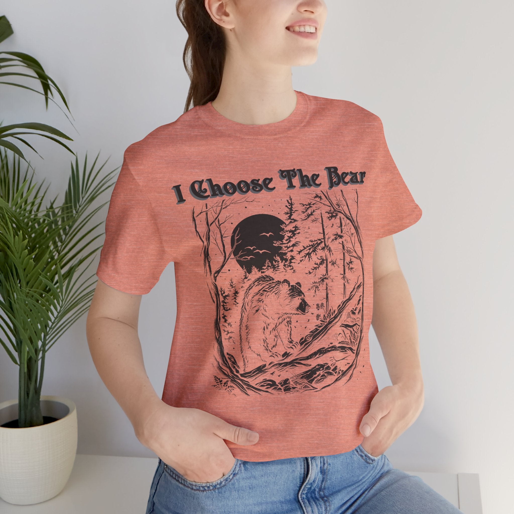 I Choose The Bear Graphic Tee — Moonlit Forest Bear Shirt for Outdoorsy Feminists