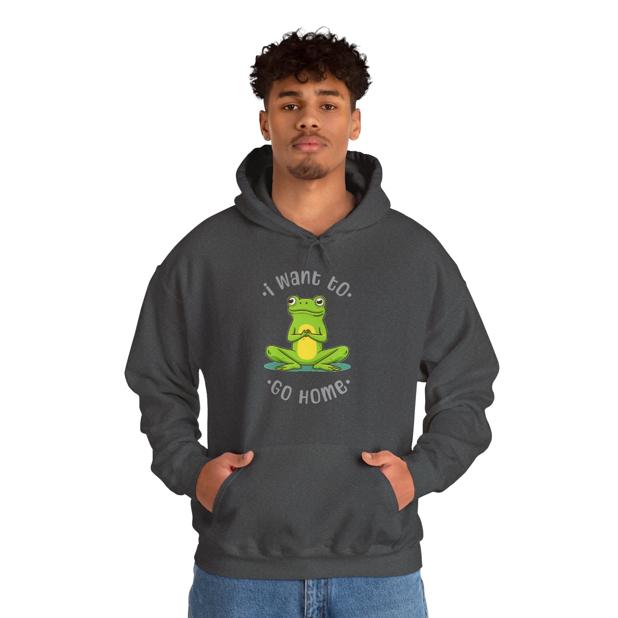 Frog "I Want to Go Home" Hoodie – Cute Cozy Graphic Sweatshirt