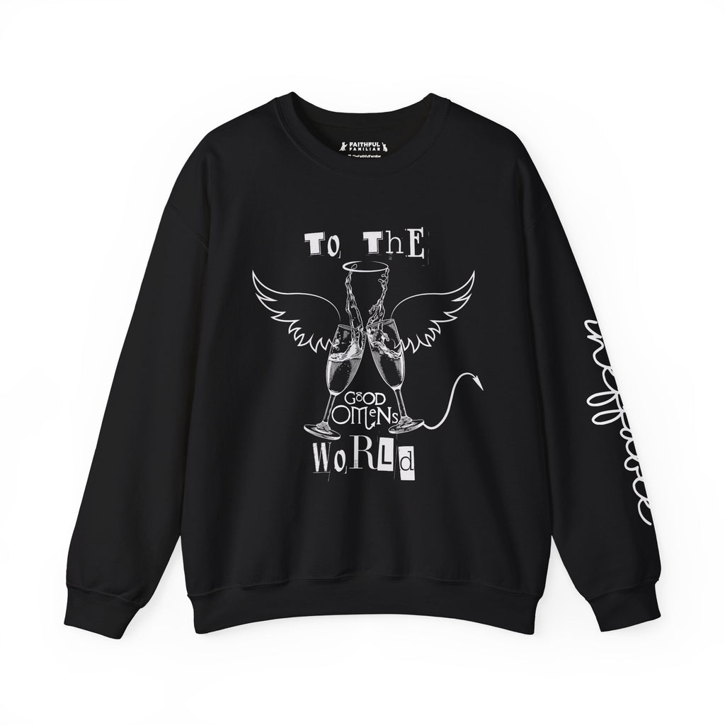 Angel & Devil 'To The World' Crewneck Sweatshirt — Good Omens Graphic