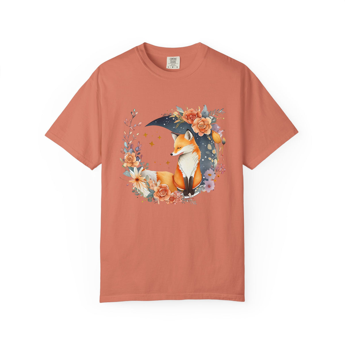 Fox Floral graphic shirt featuring Whimsical Fox with Moon & Flowers Graphic