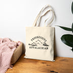 Progressive Appalachian Cotton Canvas tote bag featuring Mountain Trail Eco Shopper in Natural