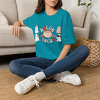Hocus Pocus Cute Witch graphic shirt featuring Pastel Halloween Cat & Cauldron Tee