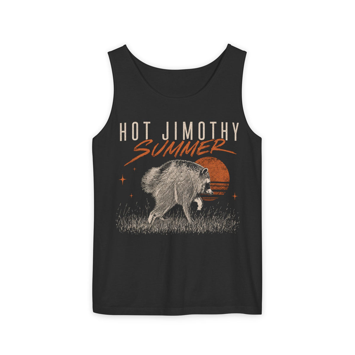Hot Jimothy Summer graphic tank top featuring Viral Seattle Raccoon Graphic