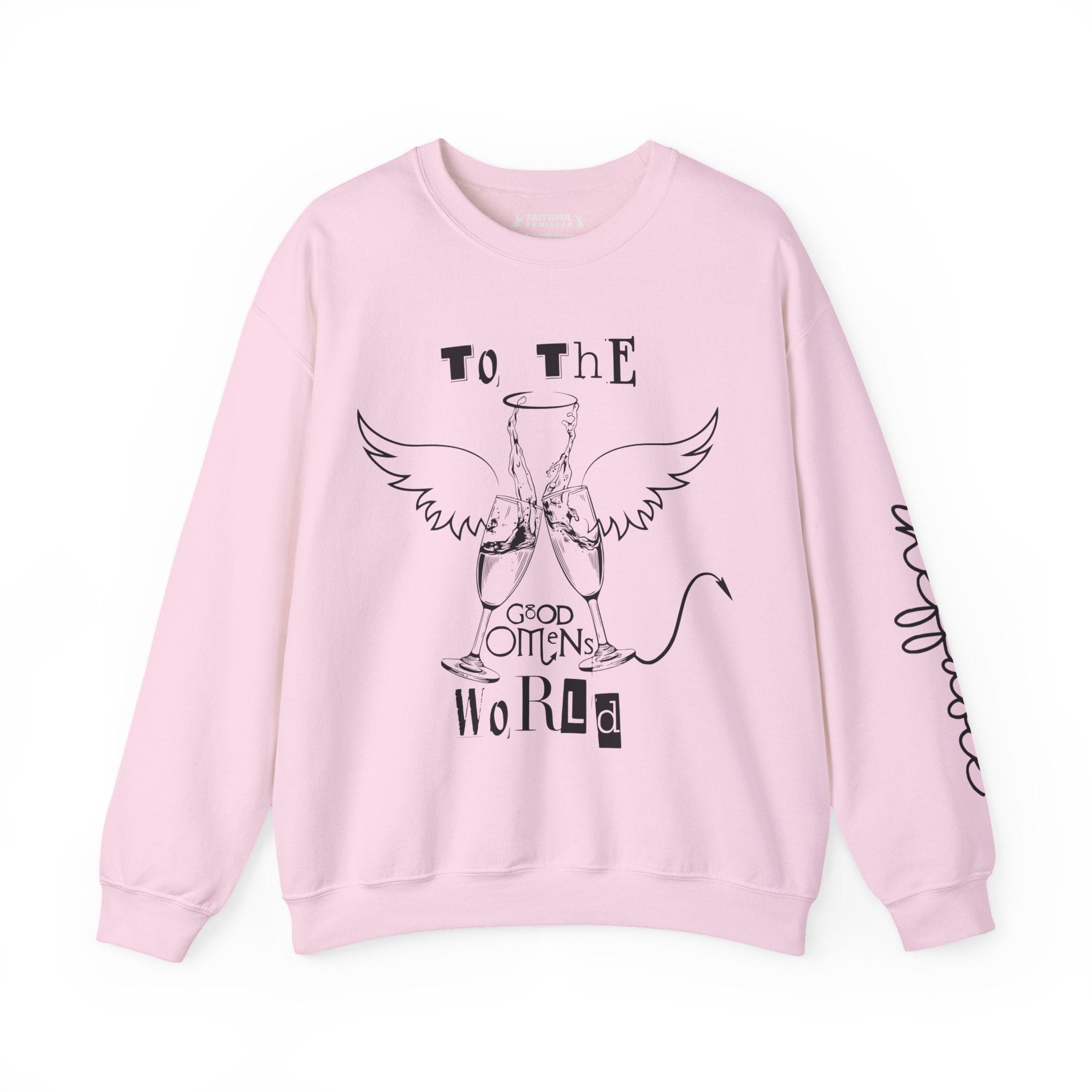 Angel & Devil 'To The World' Crewneck Sweatshirt — Good Omens Graphic