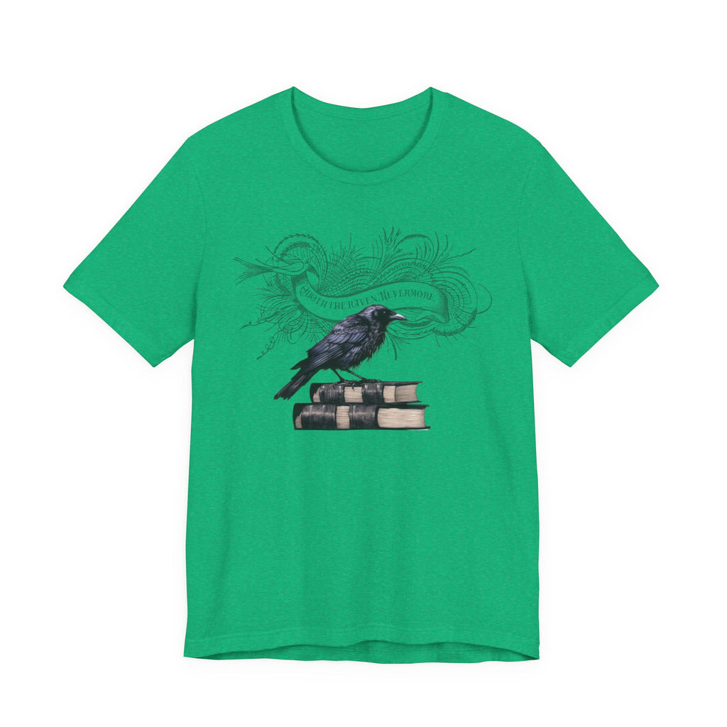 Raven on Books Tee — "The Raven" Edgar Allan Poe Quote Literary T‑Shirt