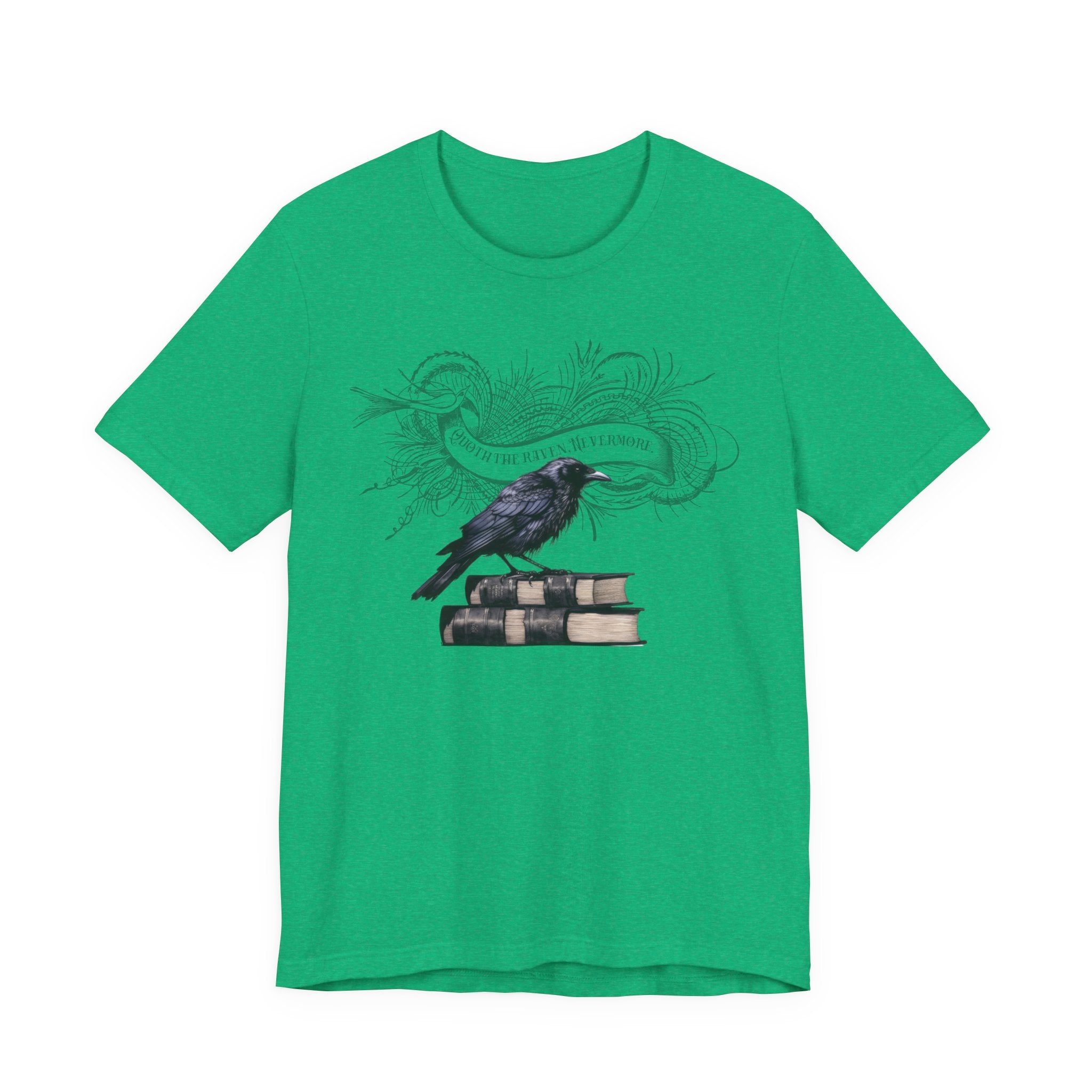 Raven on Books Tee — "The Raven" Edgar Allan Poe Quote Literary T‑Shirt